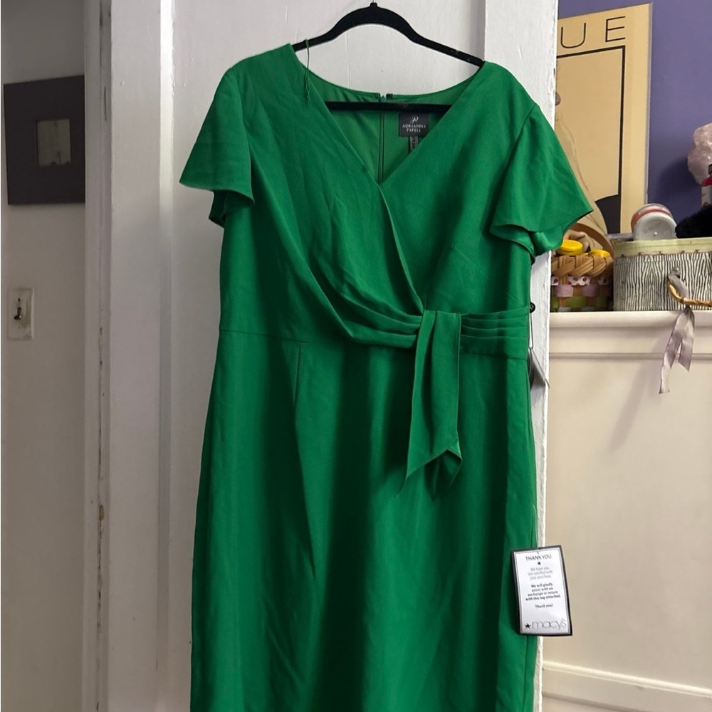 Adrianna Papell Vibrant Green Midi Dress
